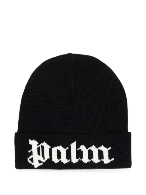 Palm Angels Kids logo-intarsia beanie hat