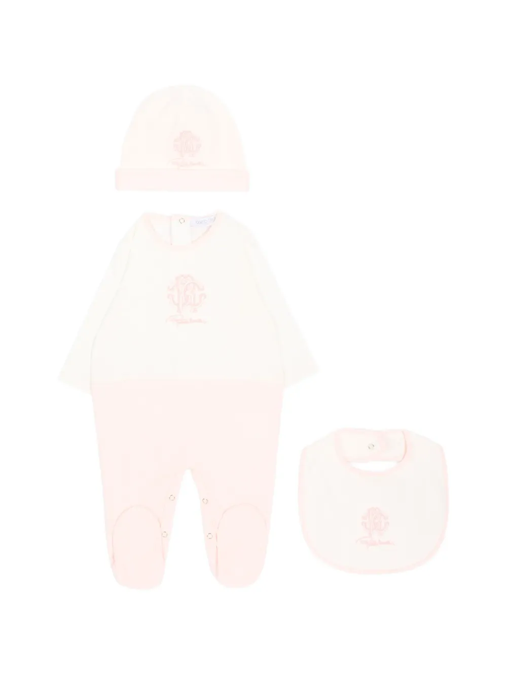 Roberto Cavalli Junior logo-embroidered babygrow set - Rosa