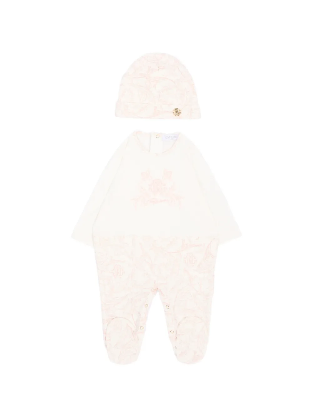 Roberto Cavalli Junior baroque-print logo-embroidered sleepsuit set - Rosa