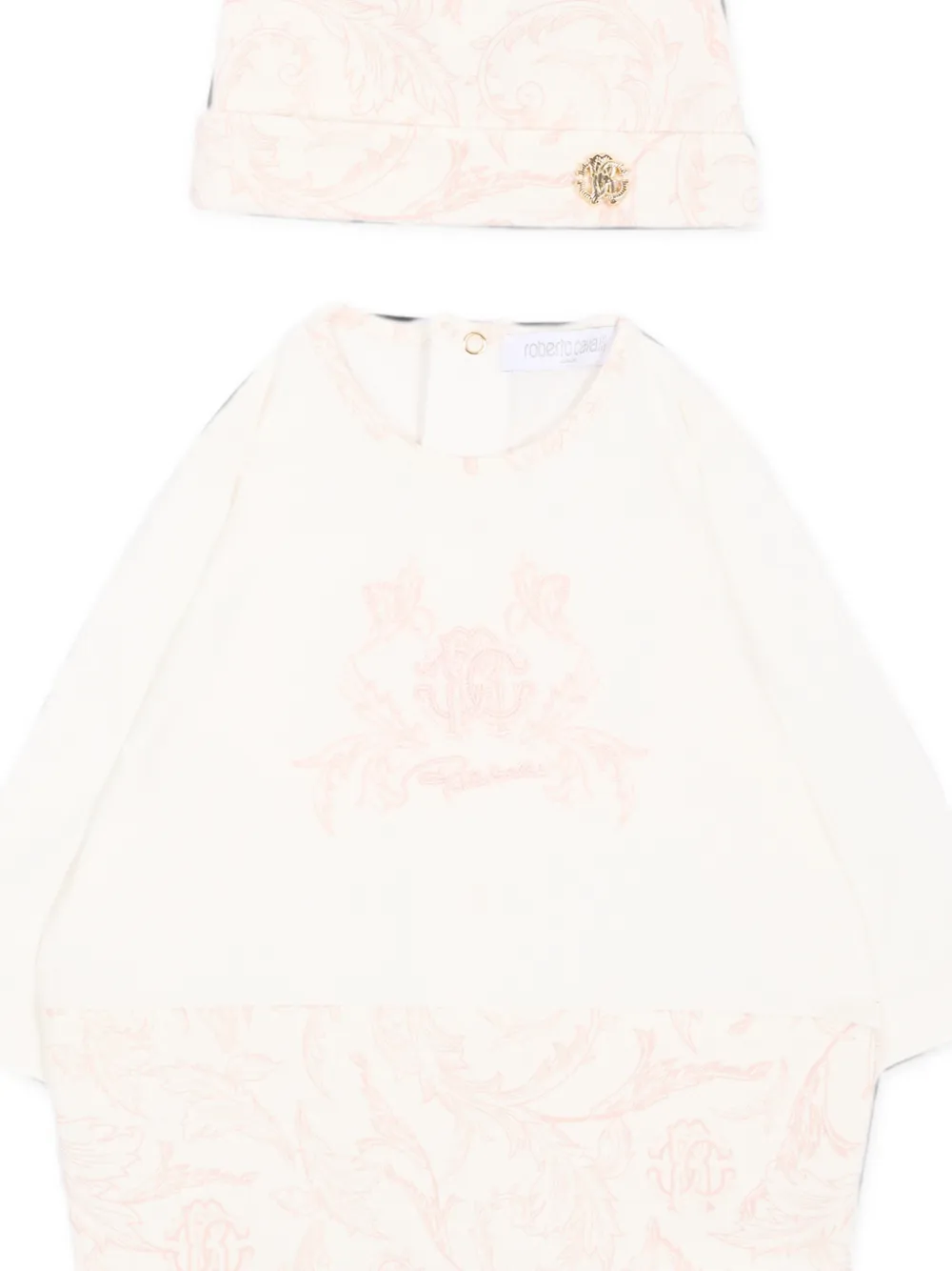 Roberto Cavalli Junior Slaappak met geborduurd logo en barocco-print Roze