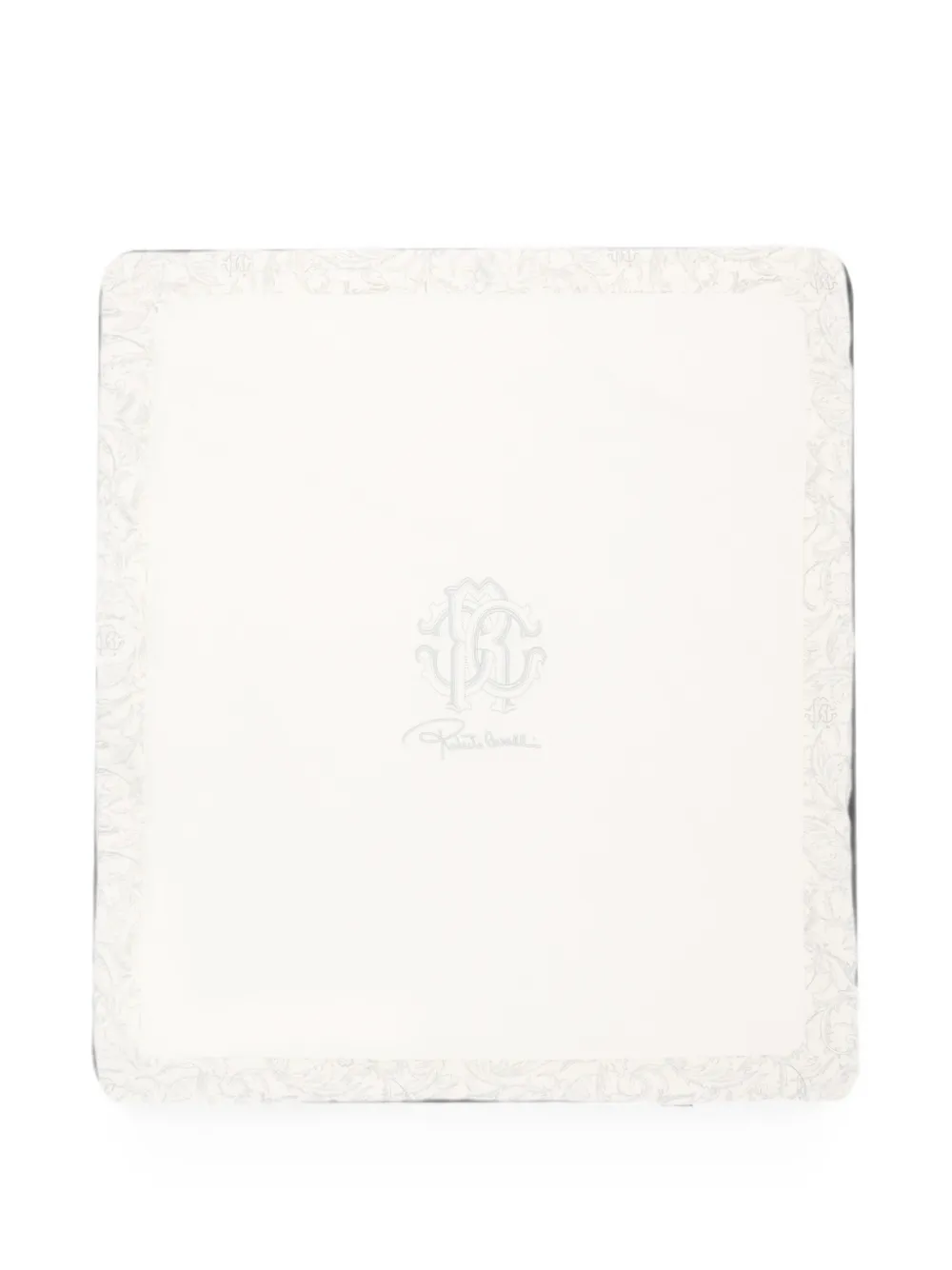 Roberto Cavalli Junior logo-print baroque-pattern blanket - Bianco
