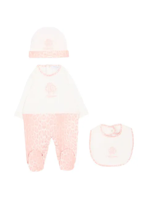 Roberto Cavalli Junior leopard-print logo-embroidered babygrow set