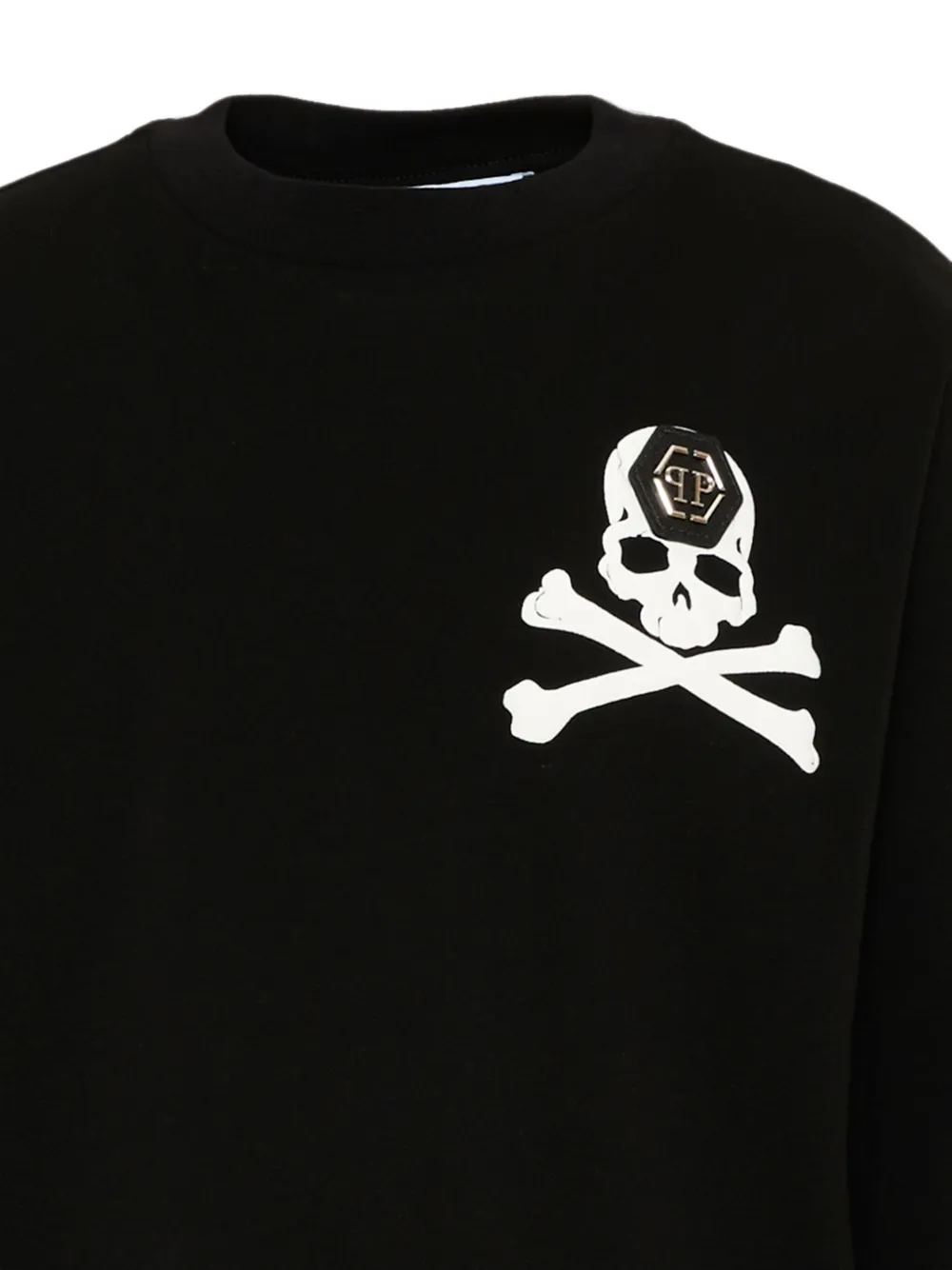 Philipp Plein Junior skull-print long-sleeved T-shirt Zwart