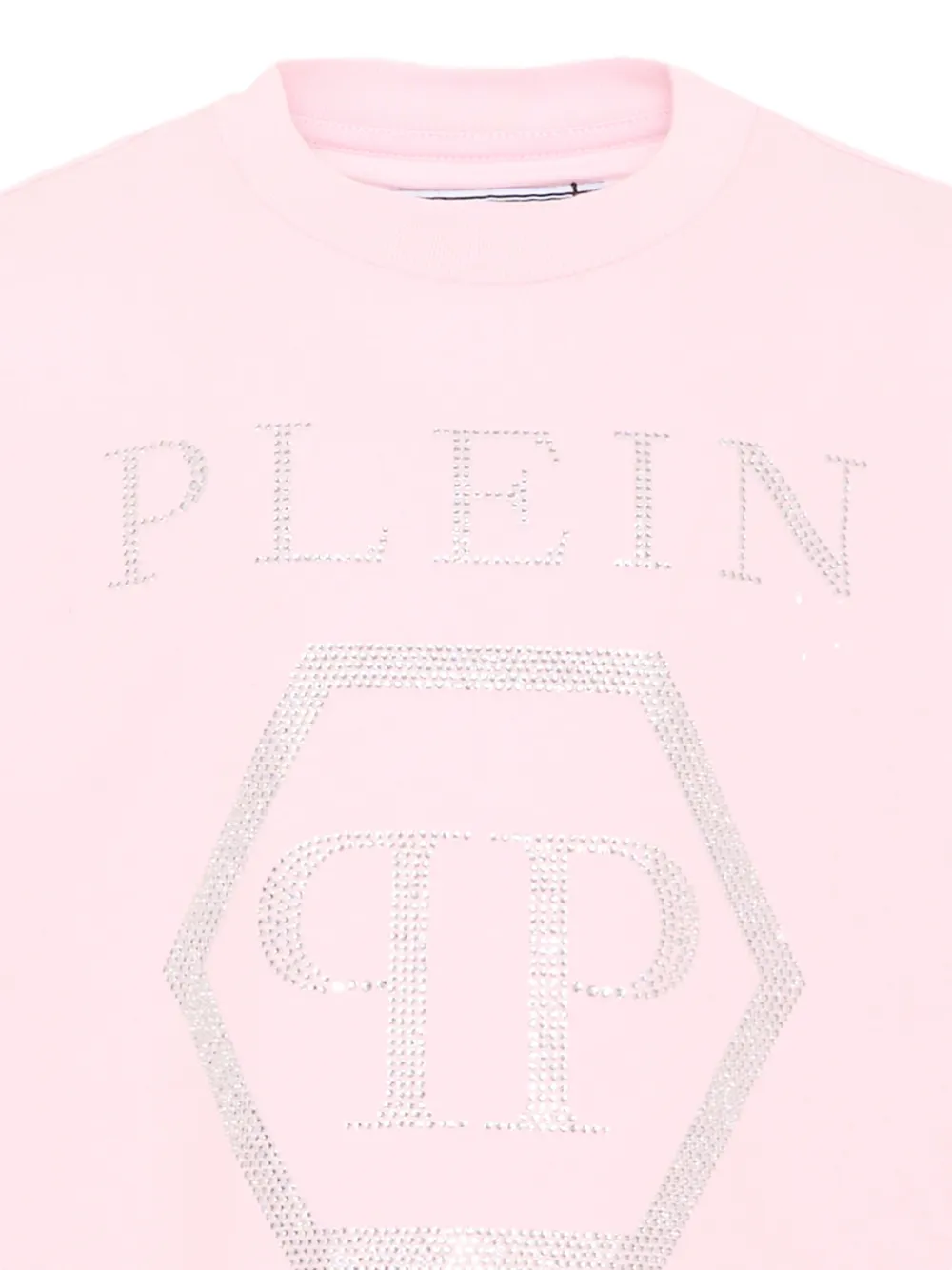 Philipp Plein Junior T-shirt met logo van stras Roze