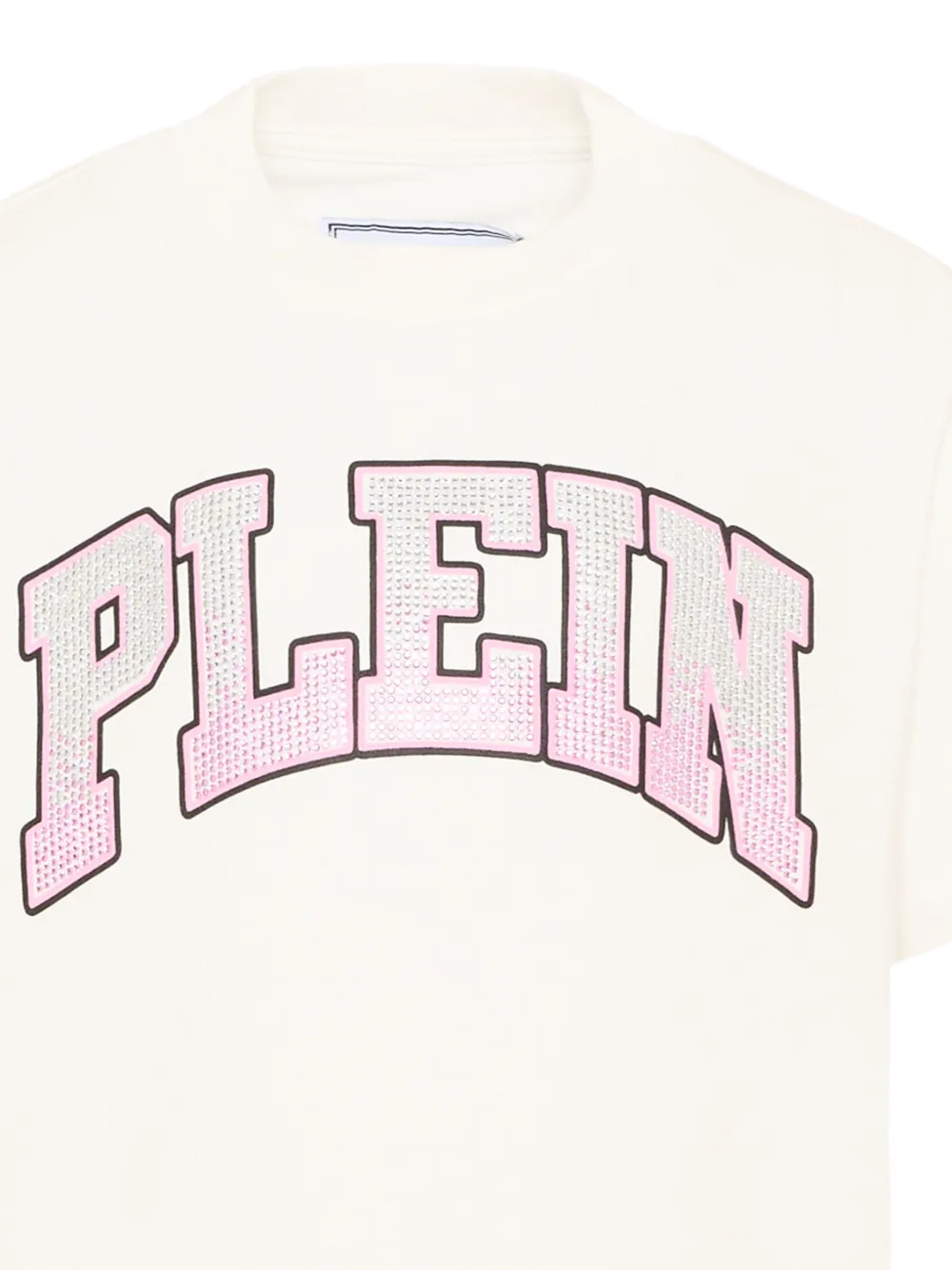 Philipp Plein Junior T-shirt verfraaid met kristallen Beige