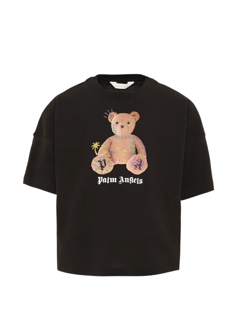 Palm Angels Kids bear-print logo-print T-shirt - Nero
