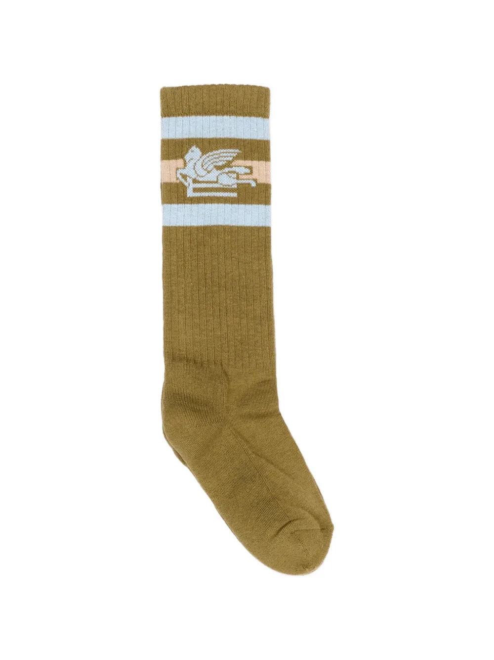 ETRO KIDS Pegasus-motif striped socks - Verde