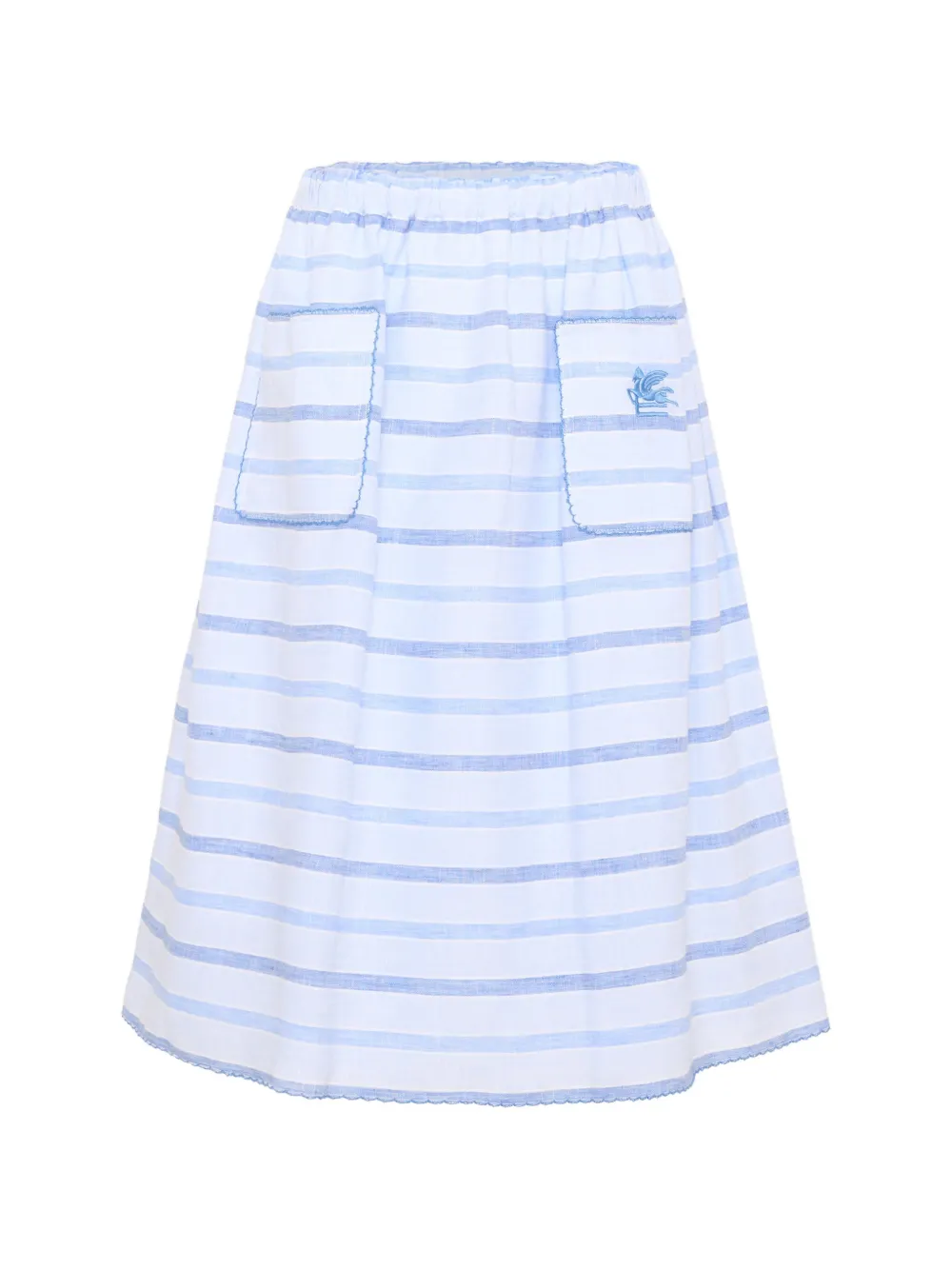 ETRO KIDS striped embroidered-Pegasus skirt - Blu