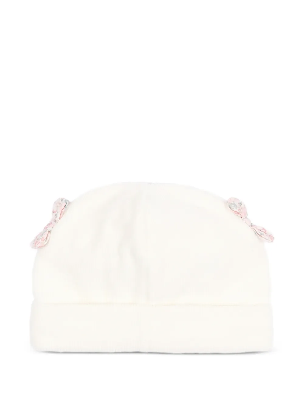 NANAN bow-detail ribbed beanie hat - Bianco