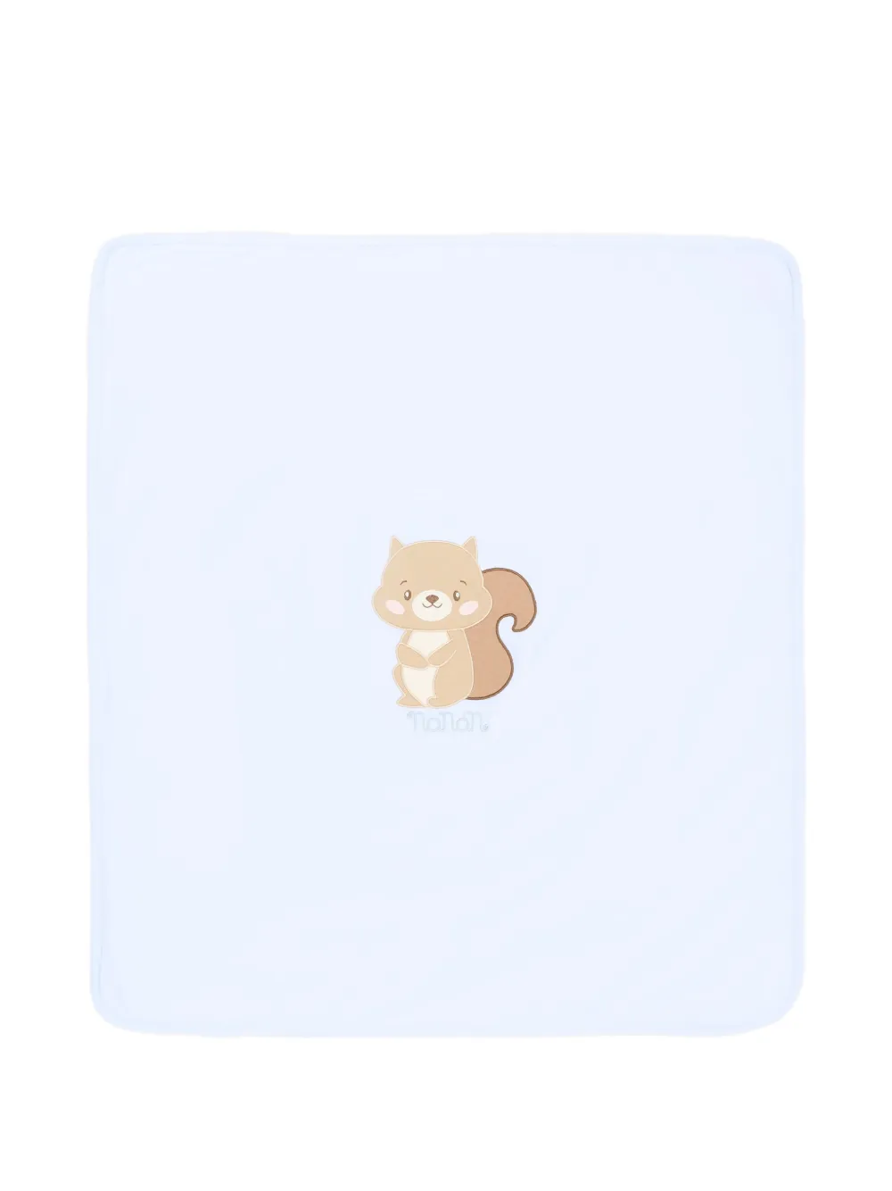 NANAN squirrel-embroidered reversible blanket - Blu
