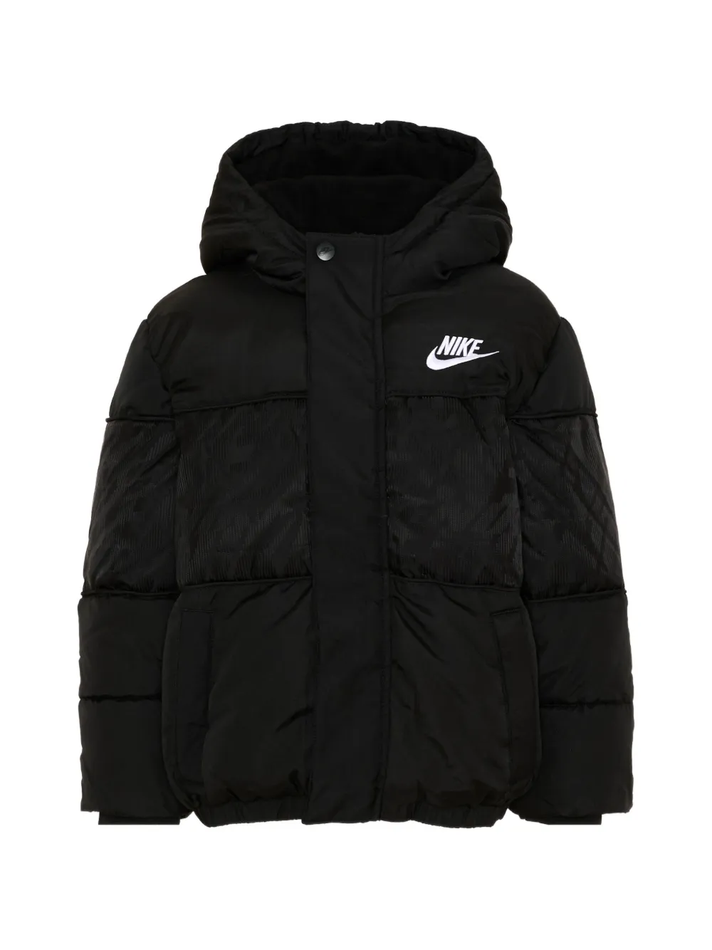 Nike Kids logo-embroidered hooded puffer jacket - Nero