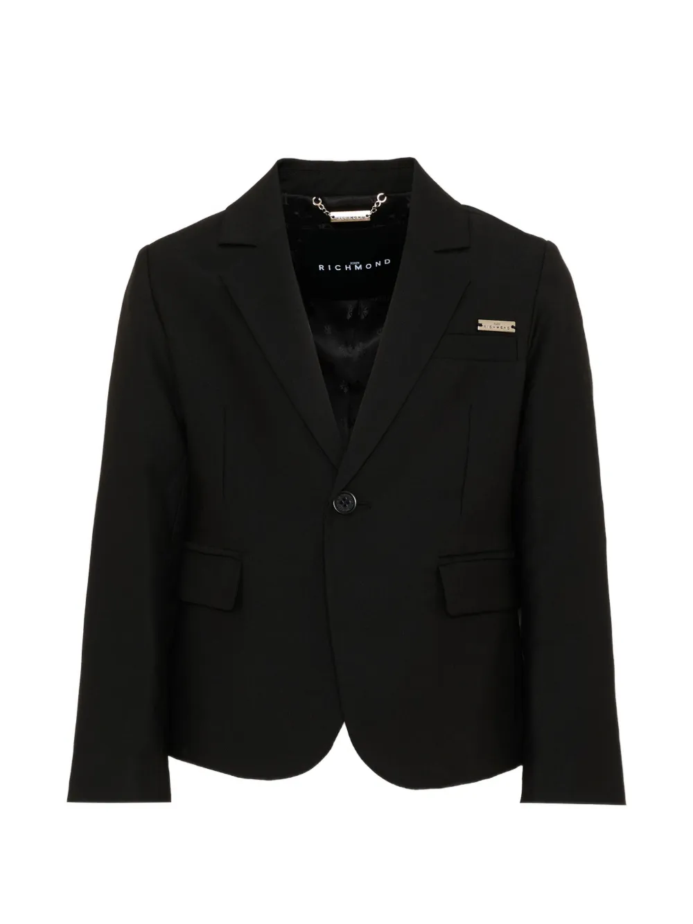 John Richmond Junior logo-embroidered single-breasted blazer - Nero