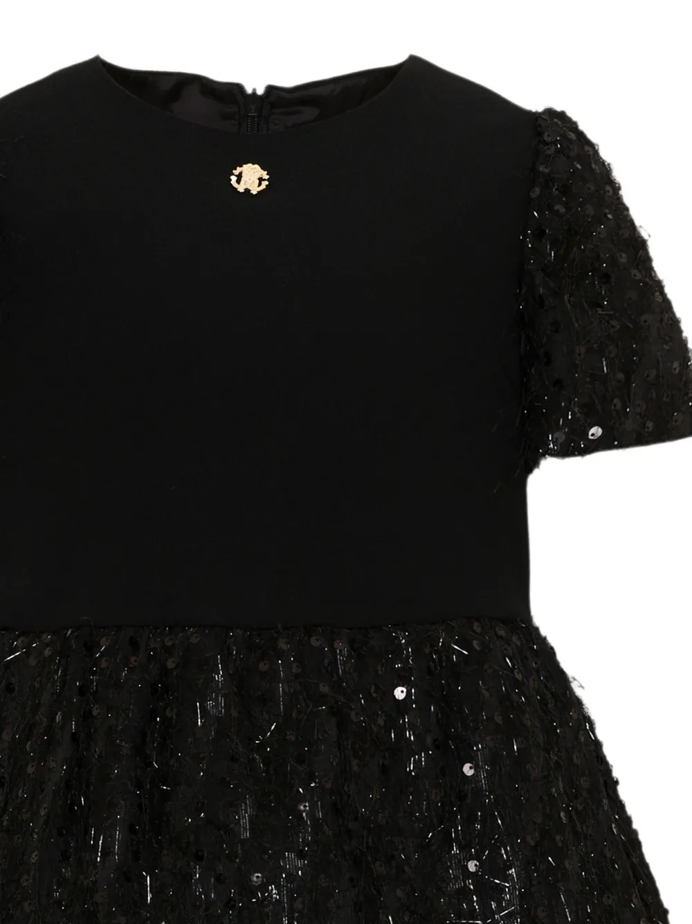 Roberto Cavalli Junior Jurk verfraaid met pailletten en veren-effect Zwart