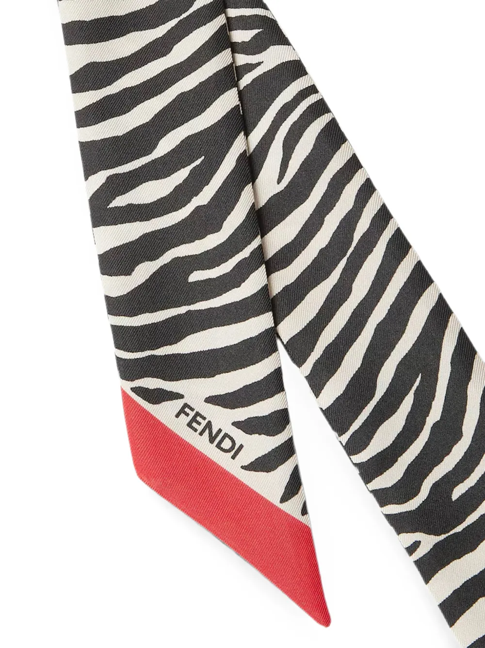 FENDI Wrappy zijden halsdoek met tijger-print Wit