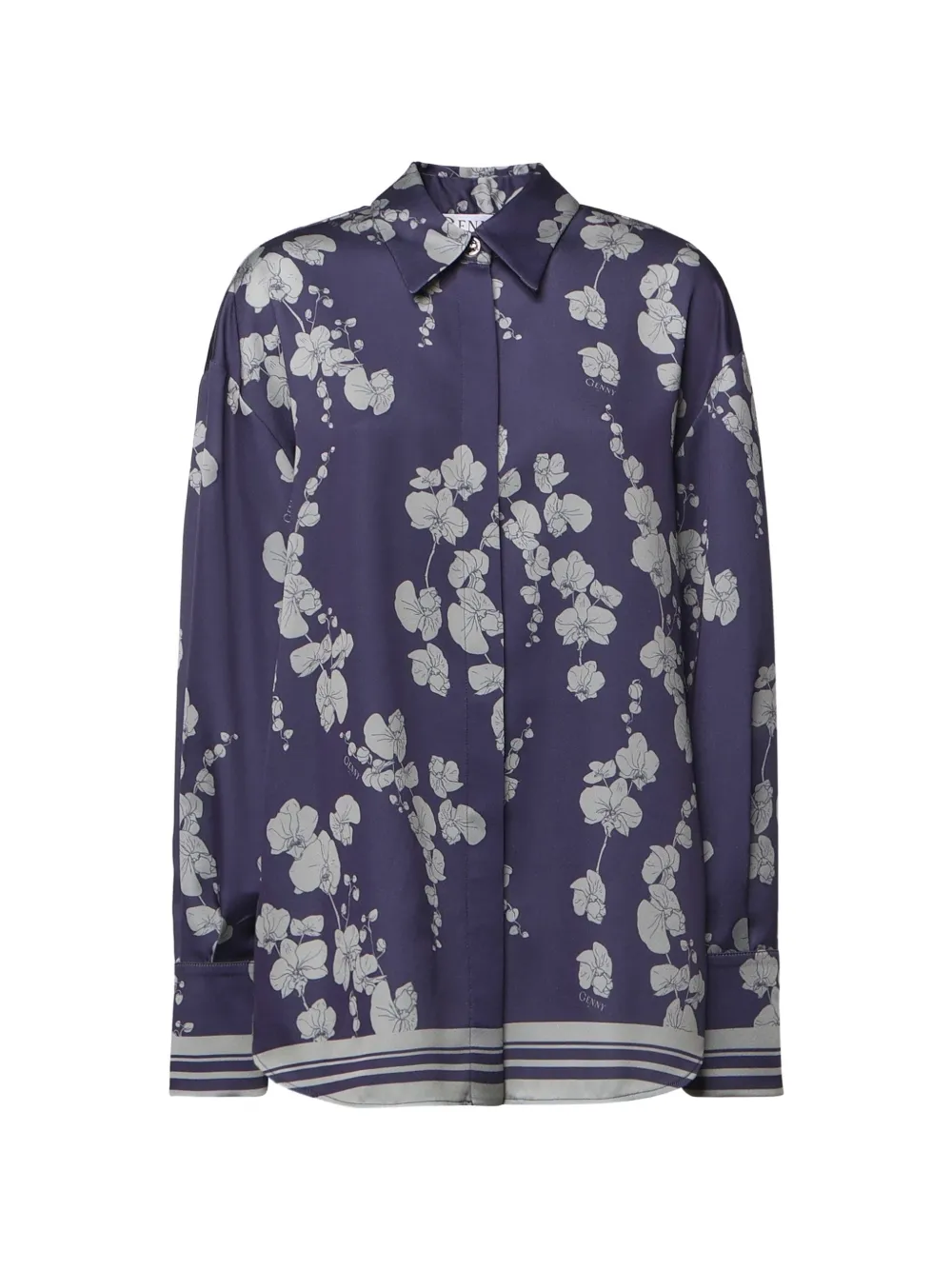 Genny floral-print silk-satin shirt - Viola