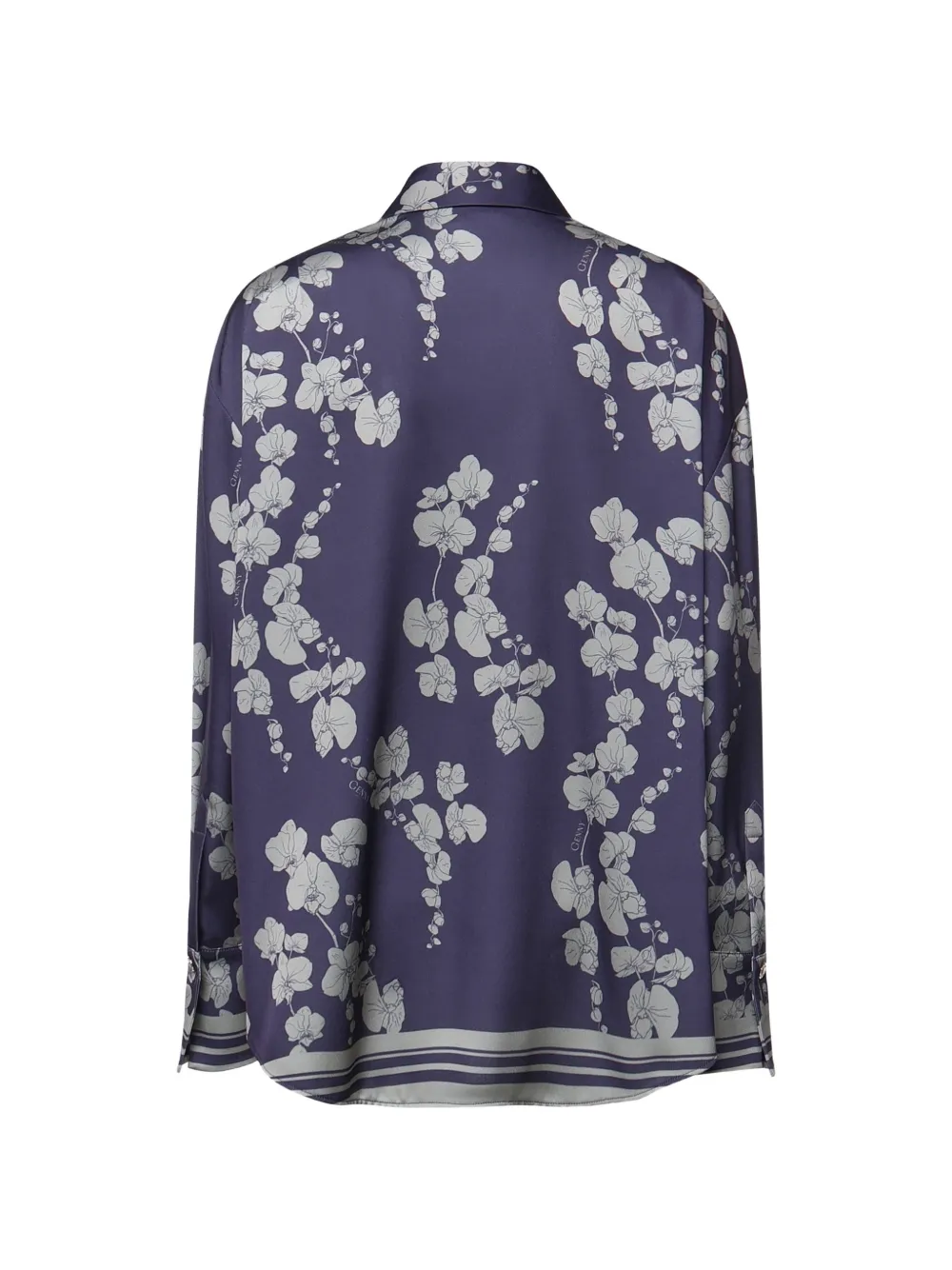 Genny Zijden-satijnen blouse met bloemenprint Paars