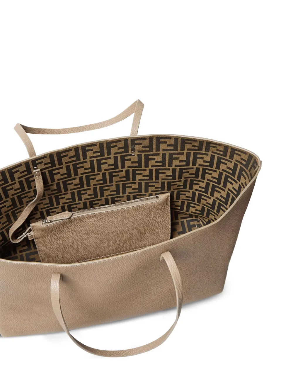 FENDI Roll shopper van bewerkt leer Beige