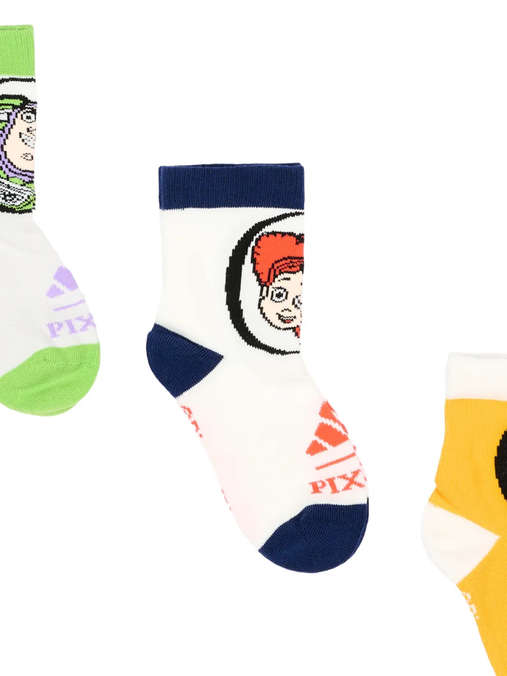 adidas Kids Drie paar Pixar sokken met grafische print Wit