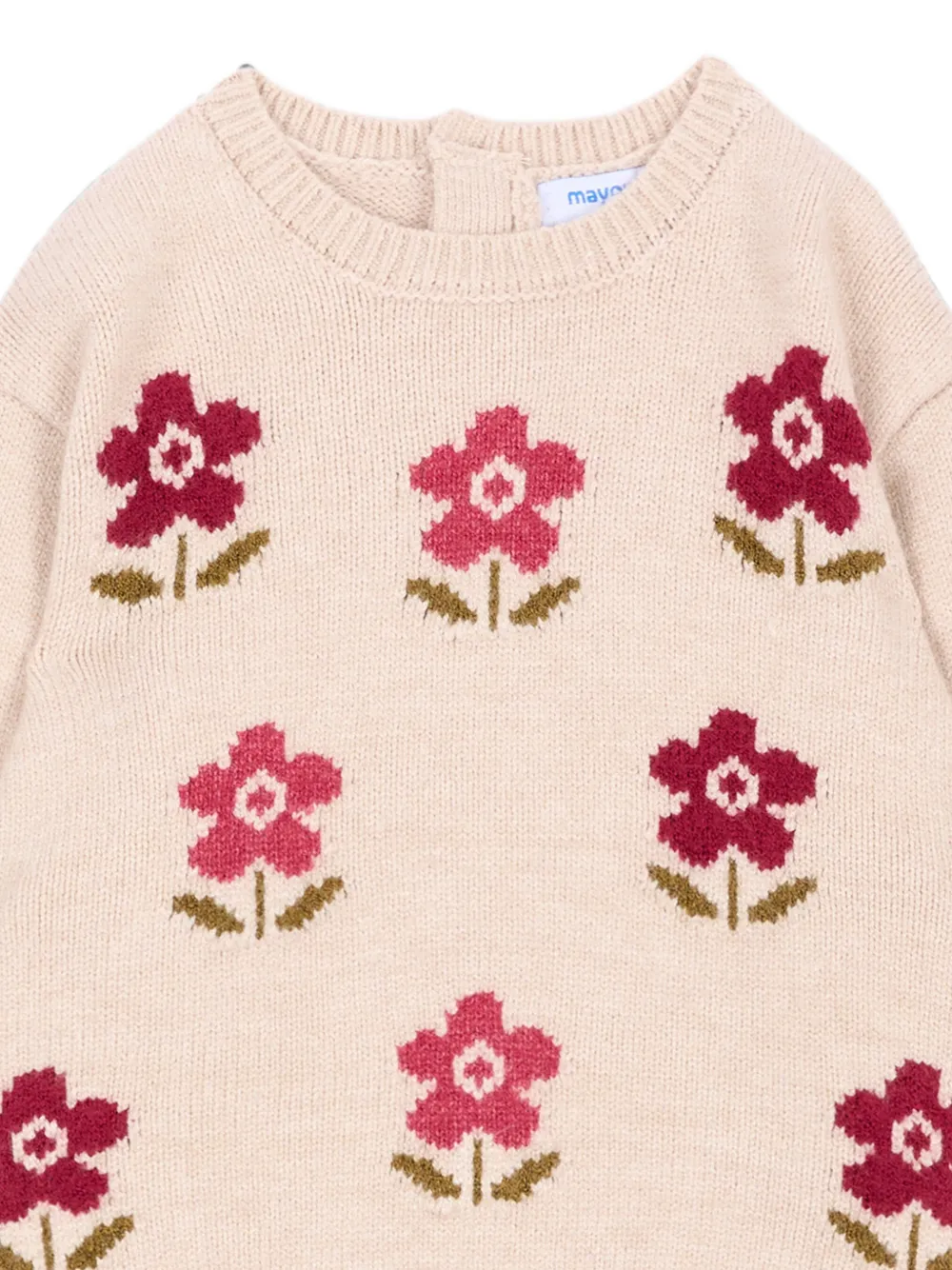 Mayoral Gebreide trui met bloemen-intarsia Beige