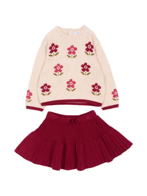 Mayoral floral-intarsia knitted jumper (set of two)