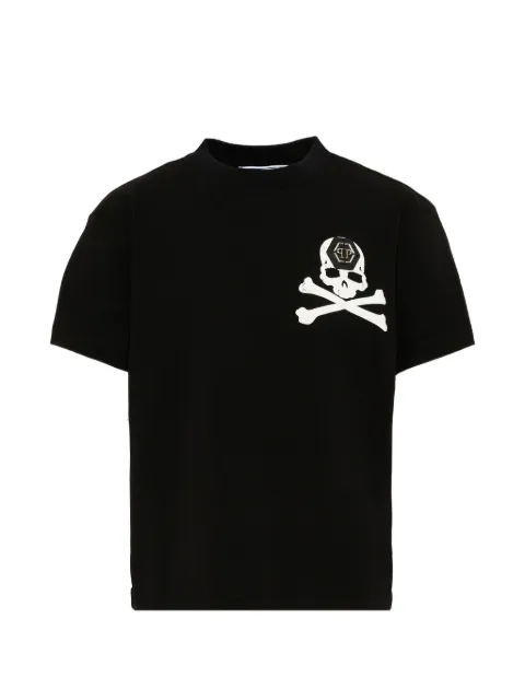 Philipp Plein Junior skull-print logo-patch T-shirt
