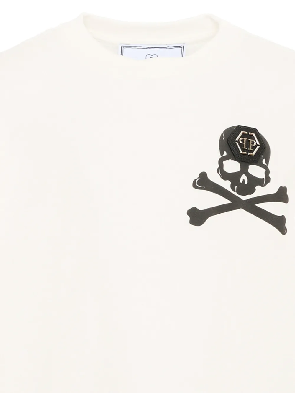 Philipp Plein Junior T-shirt met doodskopprint en logoprint Wit