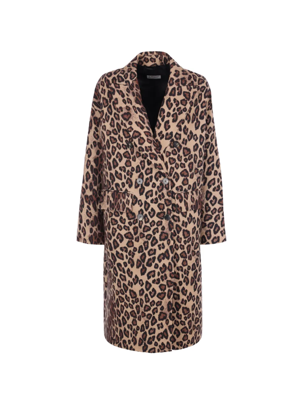 Alberto Biani leopard-print double-breasted coat - Nude
