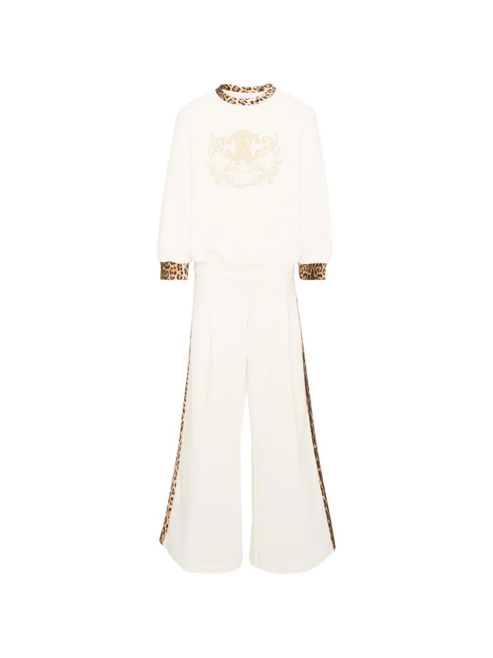 Roberto Cavalli Junior leopard-print embroidered tracksuit - Bianco
