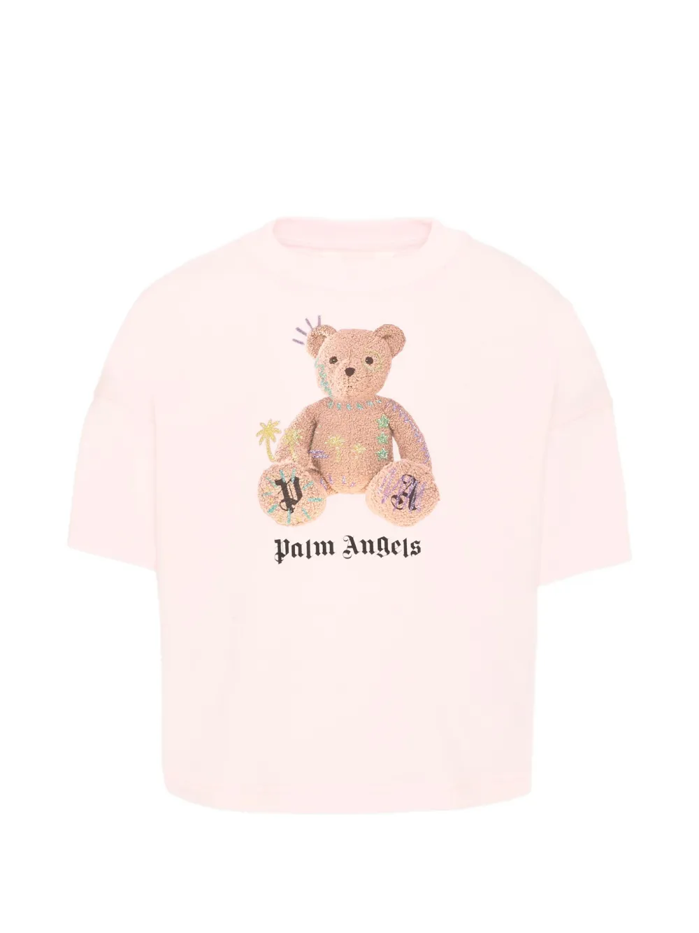 Palm Angels Kids bear-print logo-print T-shirt - Rosa
