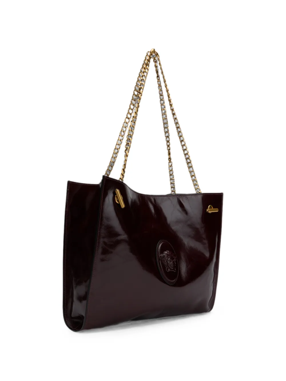 Versace Shopper met kettingband en Medusa-verfraaiing Bruin