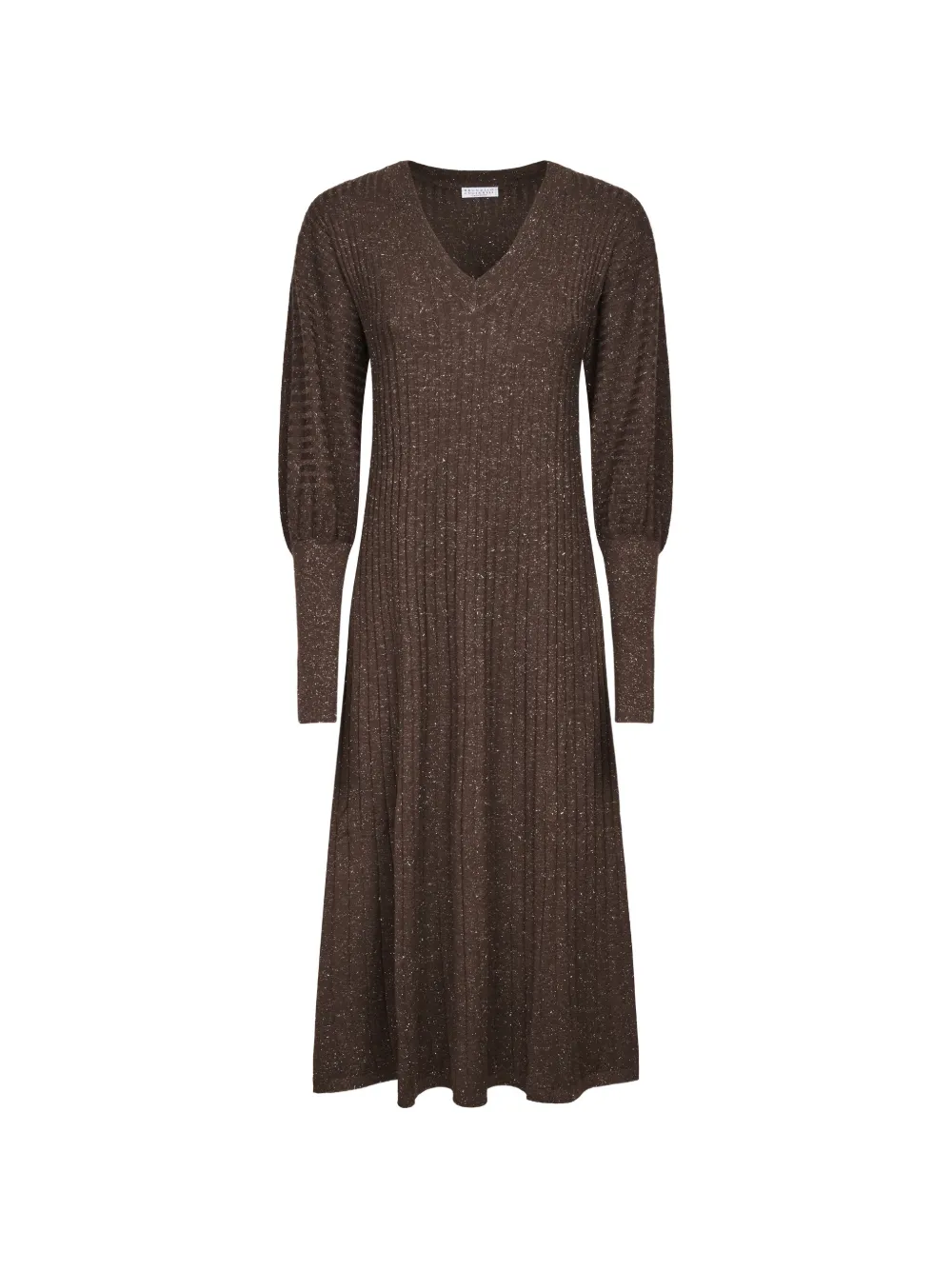 Brunello Cucinelli ribbed-knit V-neck dress - Marrone