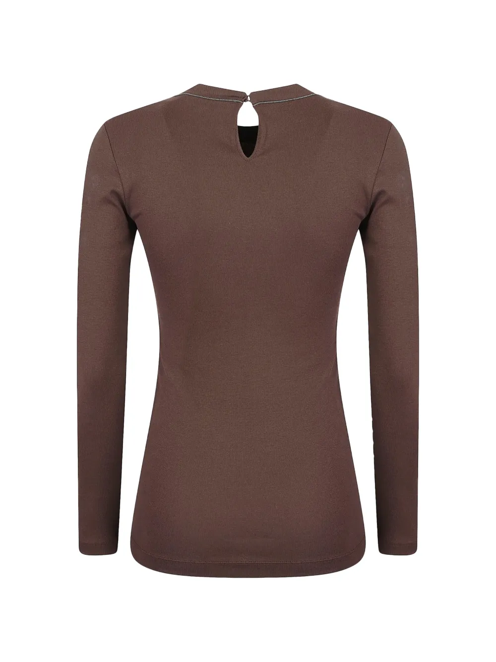 Brunello Cucinelli Geribbelde top met monili ketting Bruin