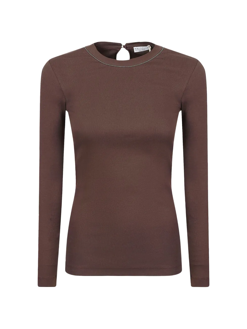 Brunello Cucinelli Monili-chain ribbed top - Marrone