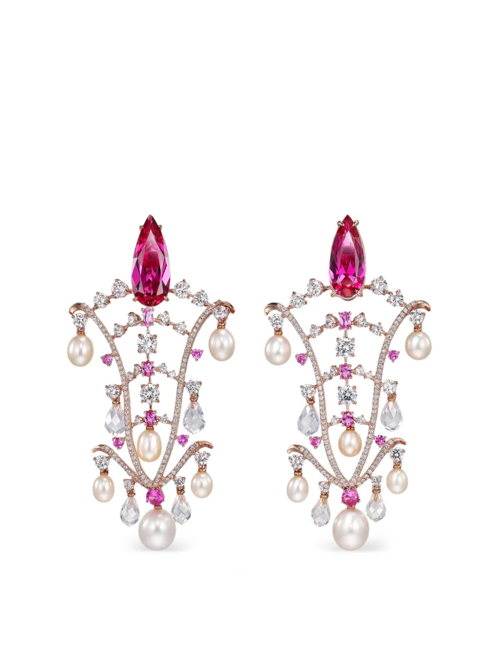 Anabela Chan Supernova Ohrringe mit Perlen und Diamanten - Rosa