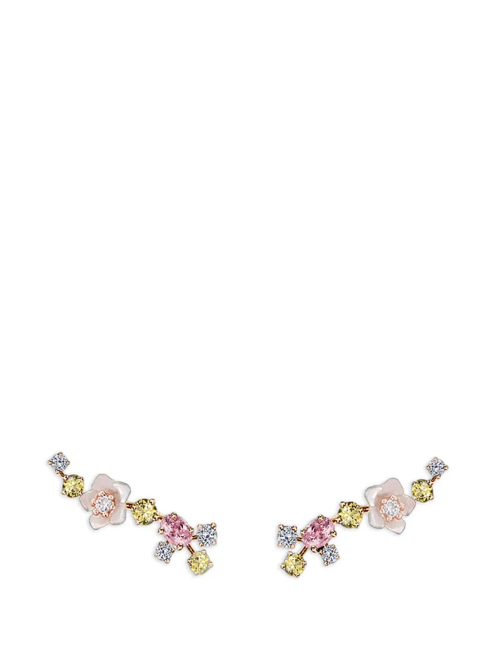 Anabela Chan Rose Floral Ohrringe mit Saphir und Diamant - Gold