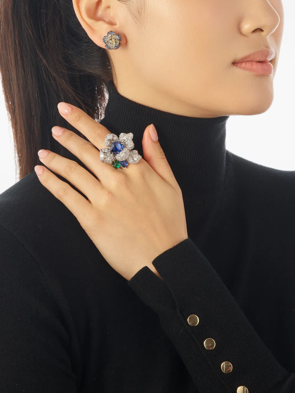 Anabela Chan Blossom Ring mit Schmuckstein - Silber