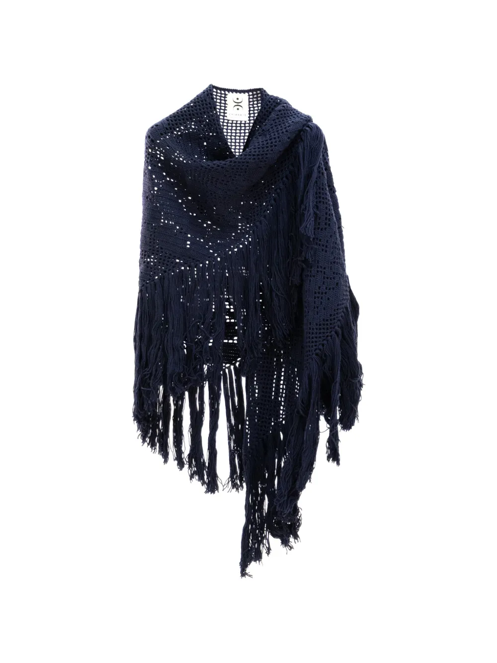 Chiara Is Scialle Coperta Peonia crochet-knit fringed shawl - Blau