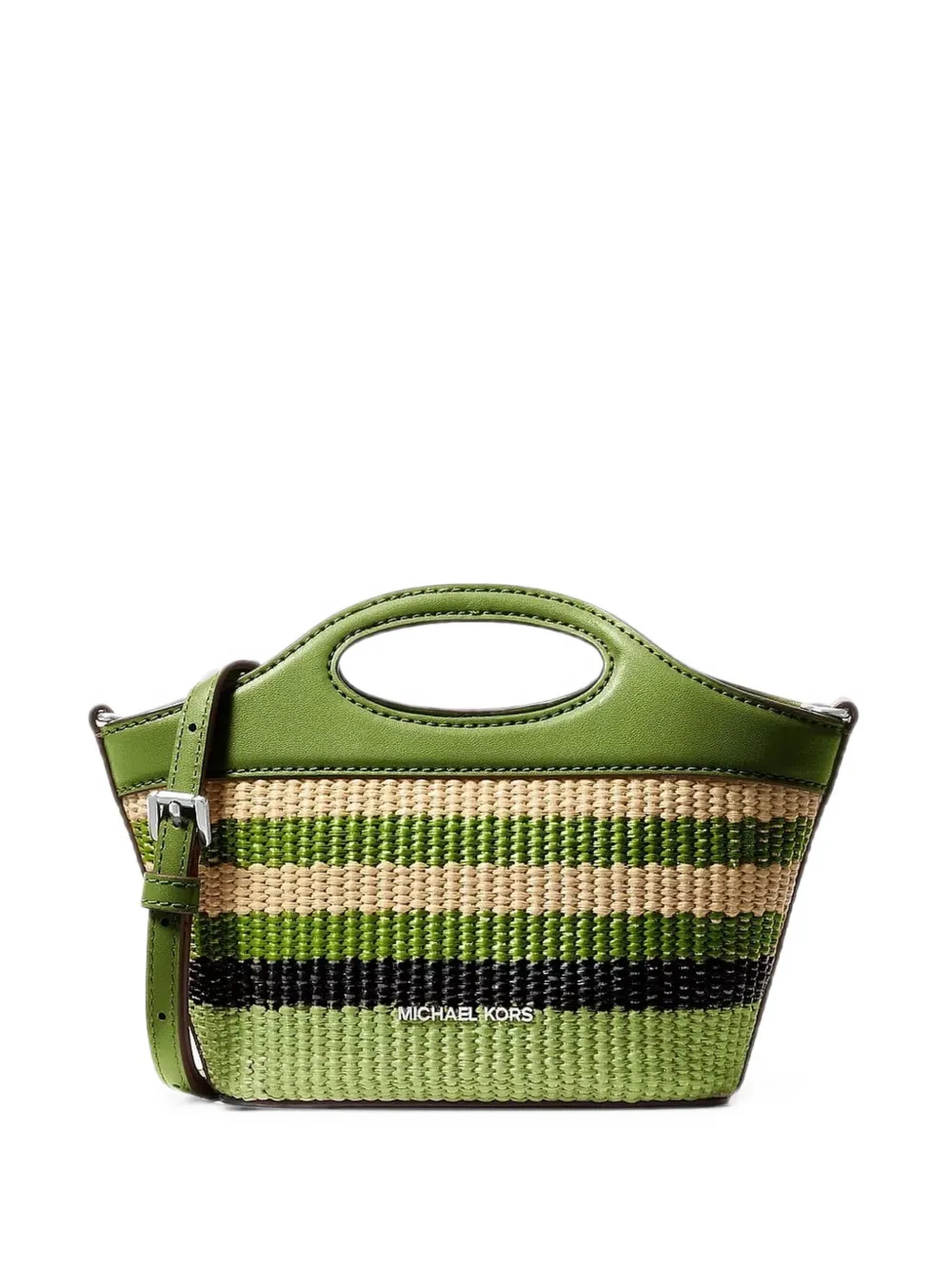 Michael Kors Tatum small striped woven crossbody bag - Grün