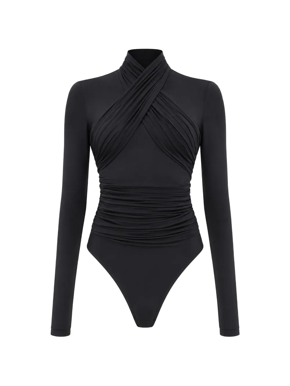 Wardrobe.nyc Ruched Crossover Bodysuit In Multi