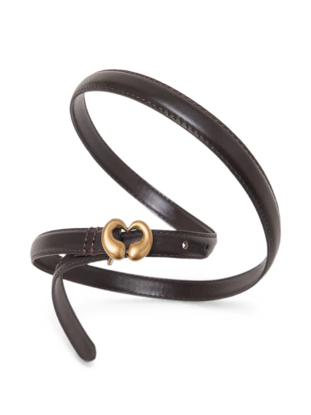 Maje Smalle leren riem Bruin