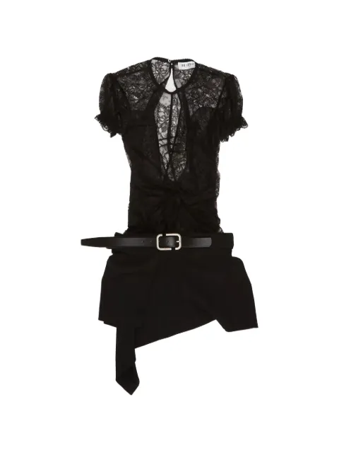 The Attico belted lace-panelled dress