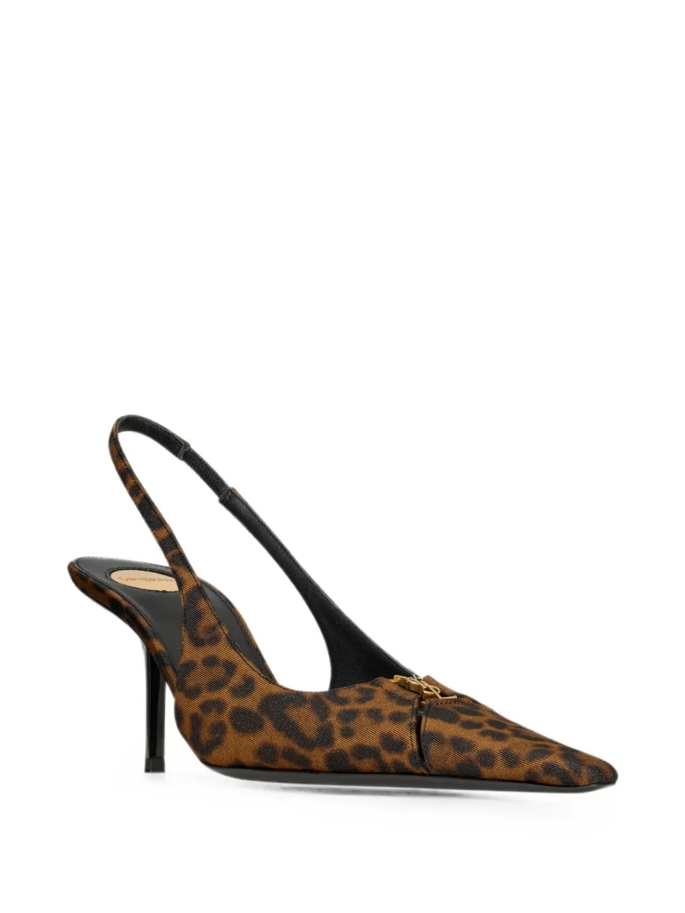 Saint Laurent Babylone Breteuil slingback pumps in leopard grosgrain Bruin