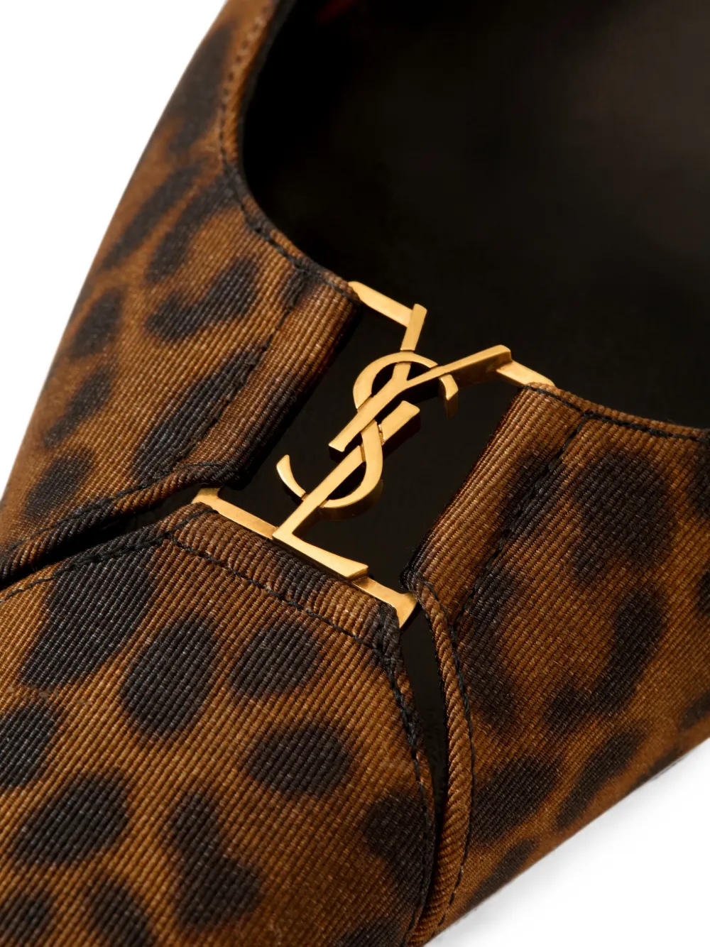 Saint Laurent Babylone Breteuil slingback pumps in leopard grosgrain Bruin