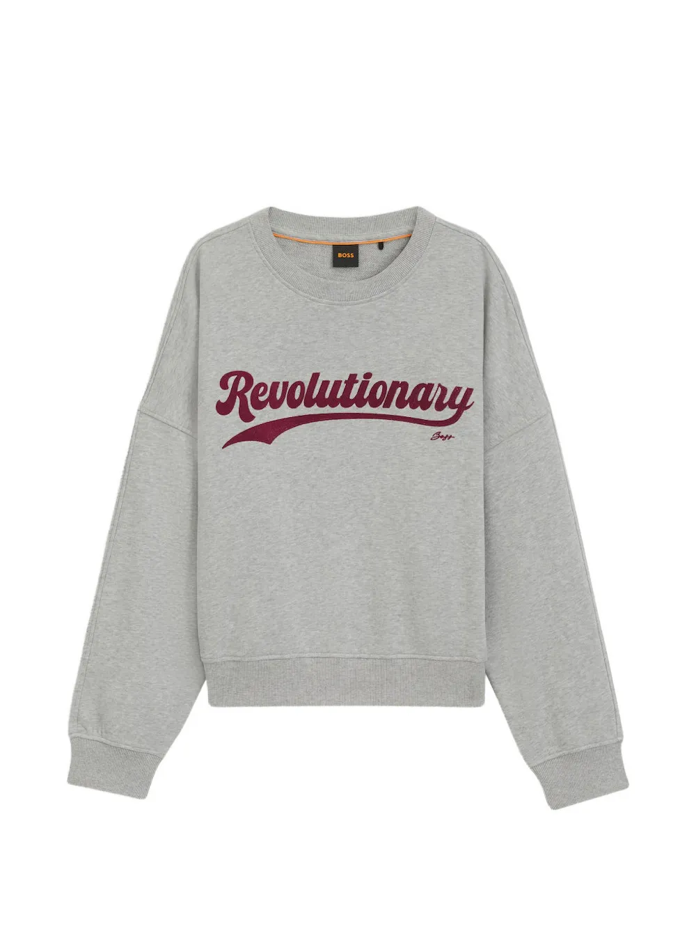 BOSS Peached-cotton sweatshirt with chest artwork - Grau
