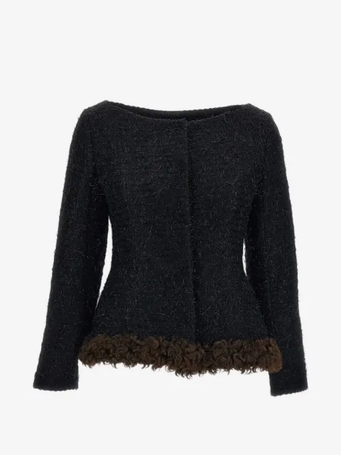 Simone Rocha faux-fur trim tweed jacket