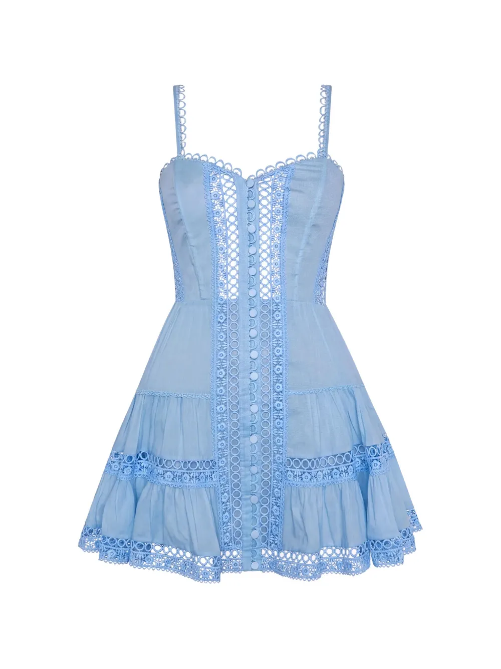 Charo Ruiz Ibiza Gestuftes Lenora Minikleid aus Guipure-Spitze - Blau