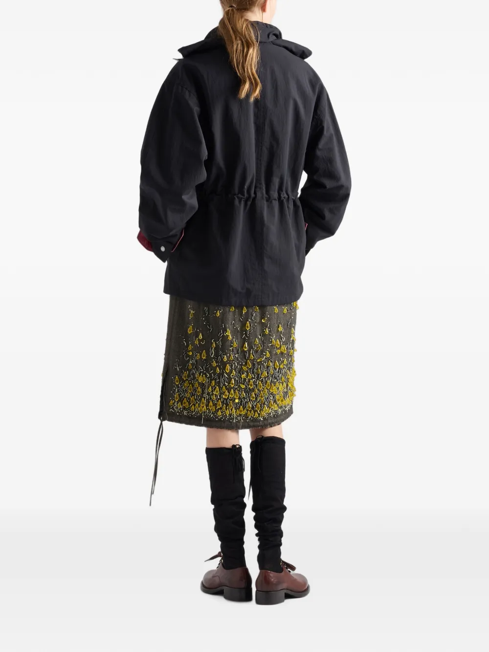 Prada Technical Fabric Parka In Black