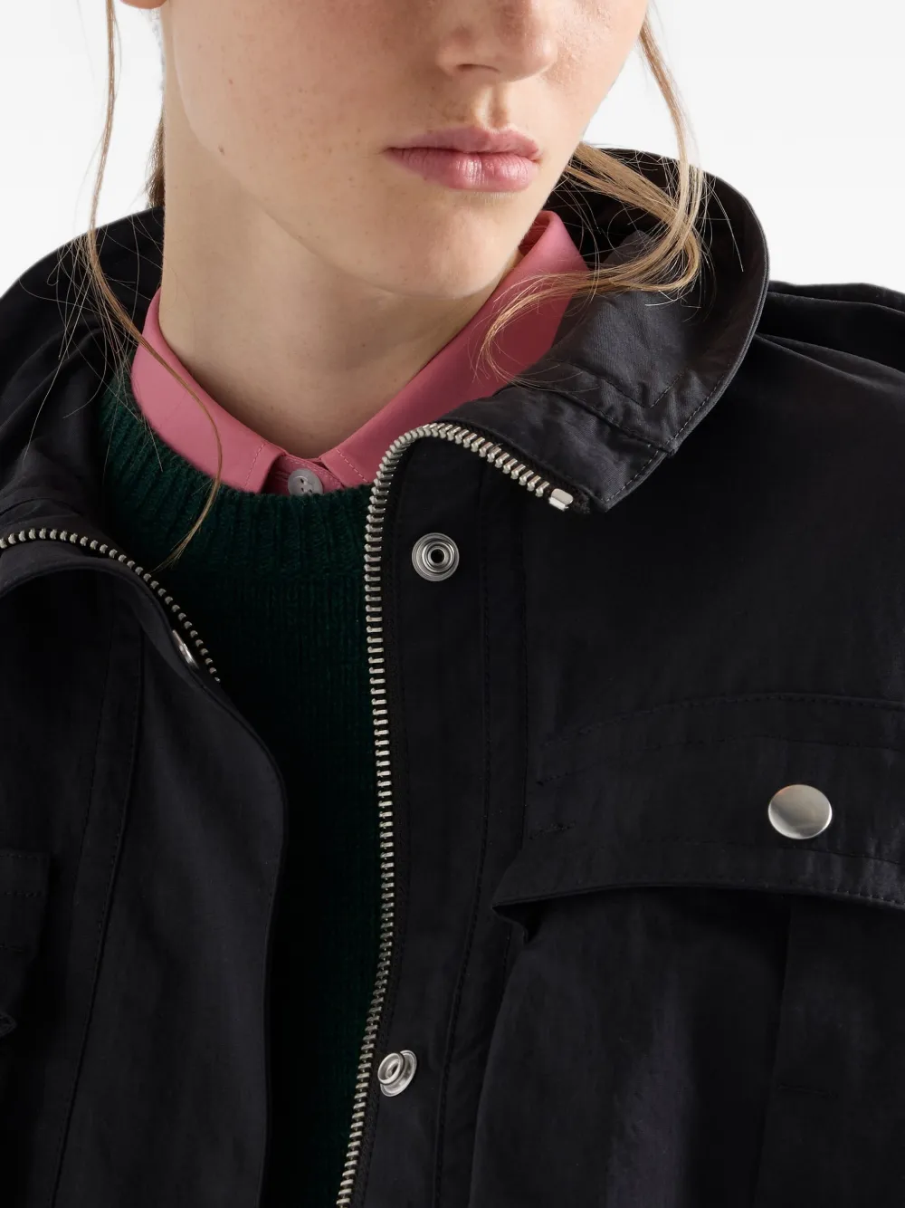Prada Technical Fabric Parka In Black