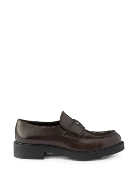 Prada Chocolate aged leather loafers