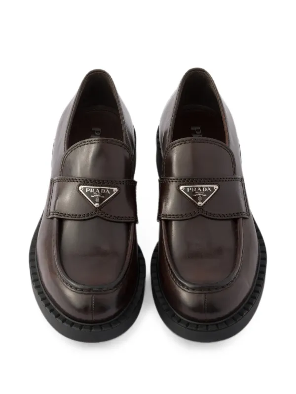 Prada レザーローファー | ブラウン | FARFETCH JP